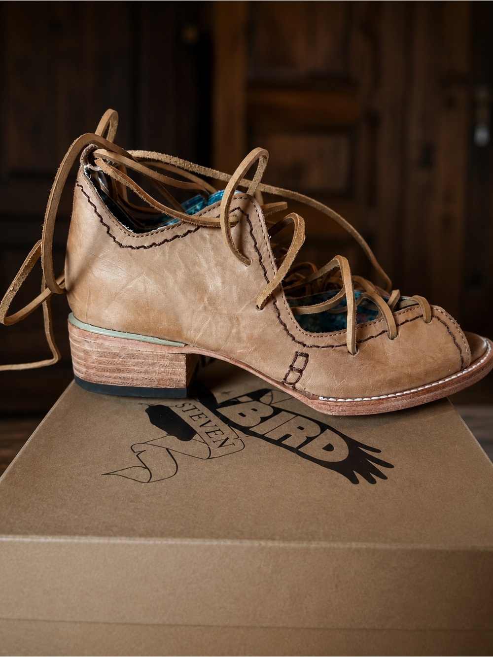 Freebird by Steven Taupe Lace-Up Leather Cutout Boots - Picture 2 of 5
